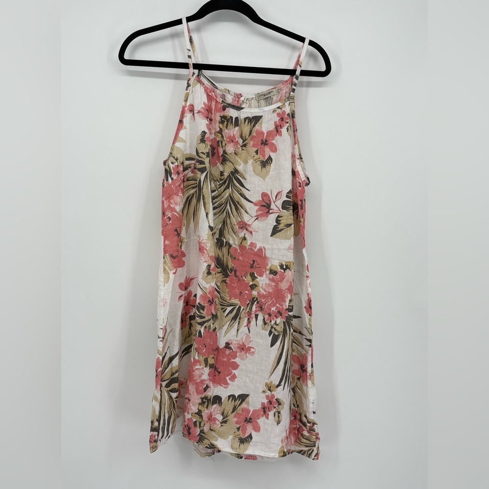 LUNGO L’ARNO Dress Floral Print 100% Italian Linen Sleeveless Women’s Medium